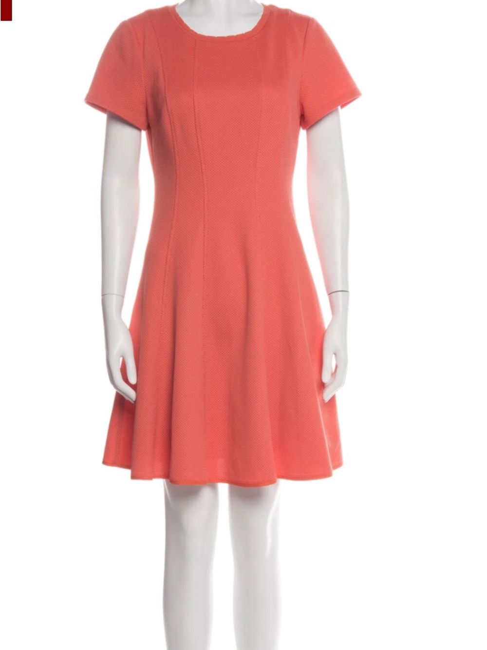 Rebecca Taylor Coral Textured Fit-and-Flare Short Sleeve Dress